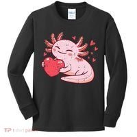 Valentines Day Axolotl Heart Cute  Kids Long Sleeve Shirt thumb 0
