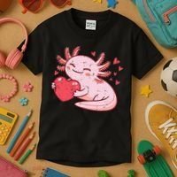 Valentines Day Axolotl Heart Cute  Kids T-Shirt thumb 3