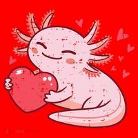 Valentines Day Axolotl Heart Cute  Santa Hat thumb 1