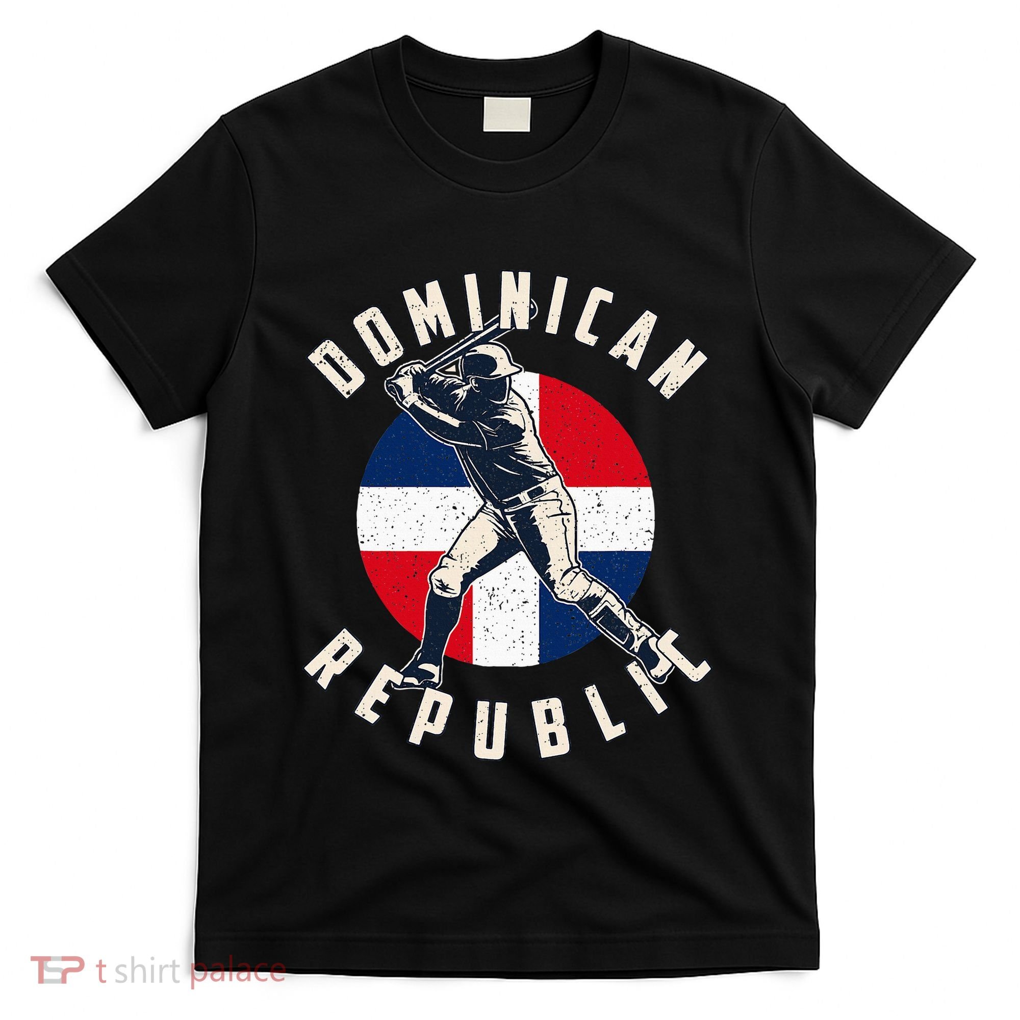 Vintage Dominican Baseball Batter Dominican Republic Flag T-Shirt