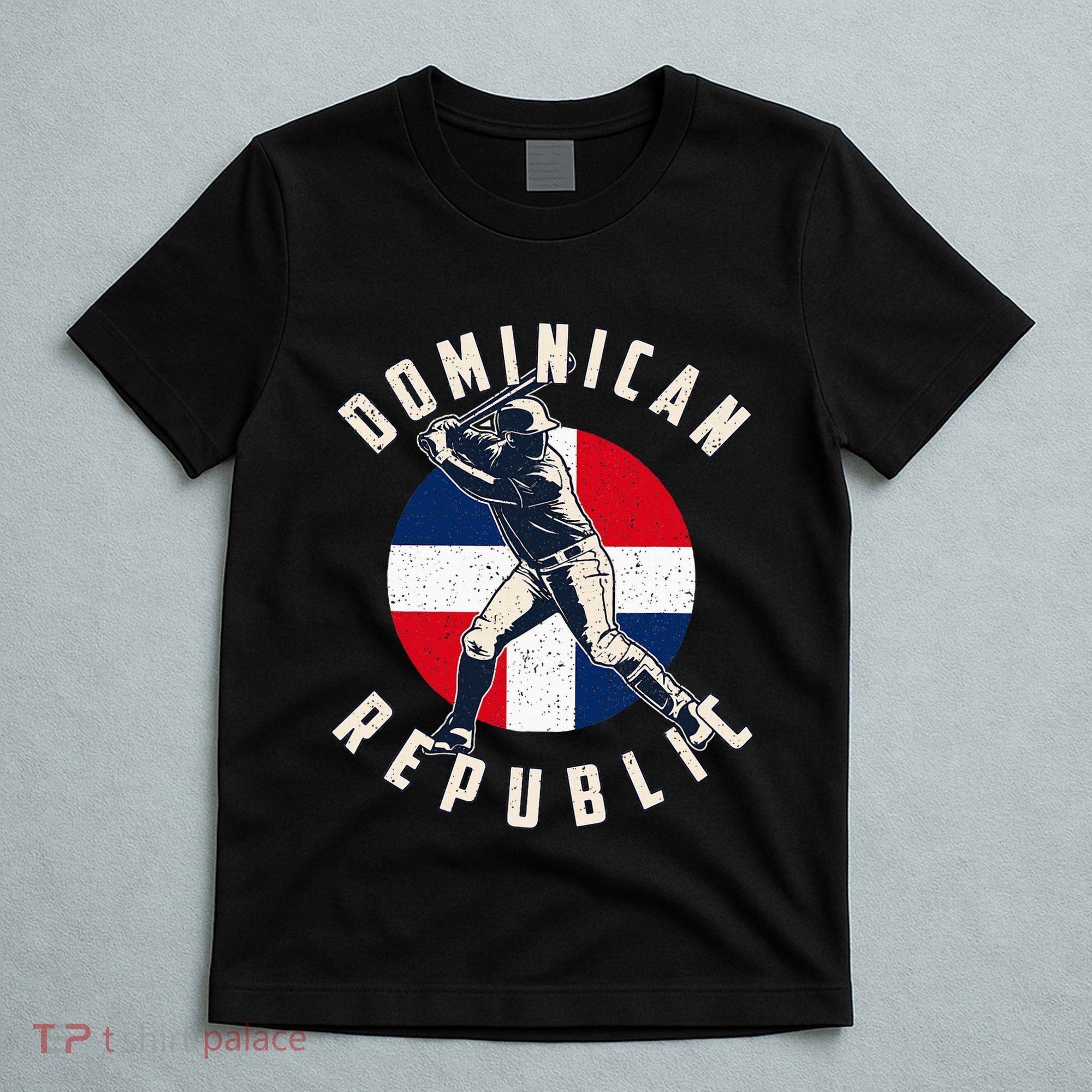 Vintage Dominican Baseball Batter Dominican Republic Flag T-Shirt