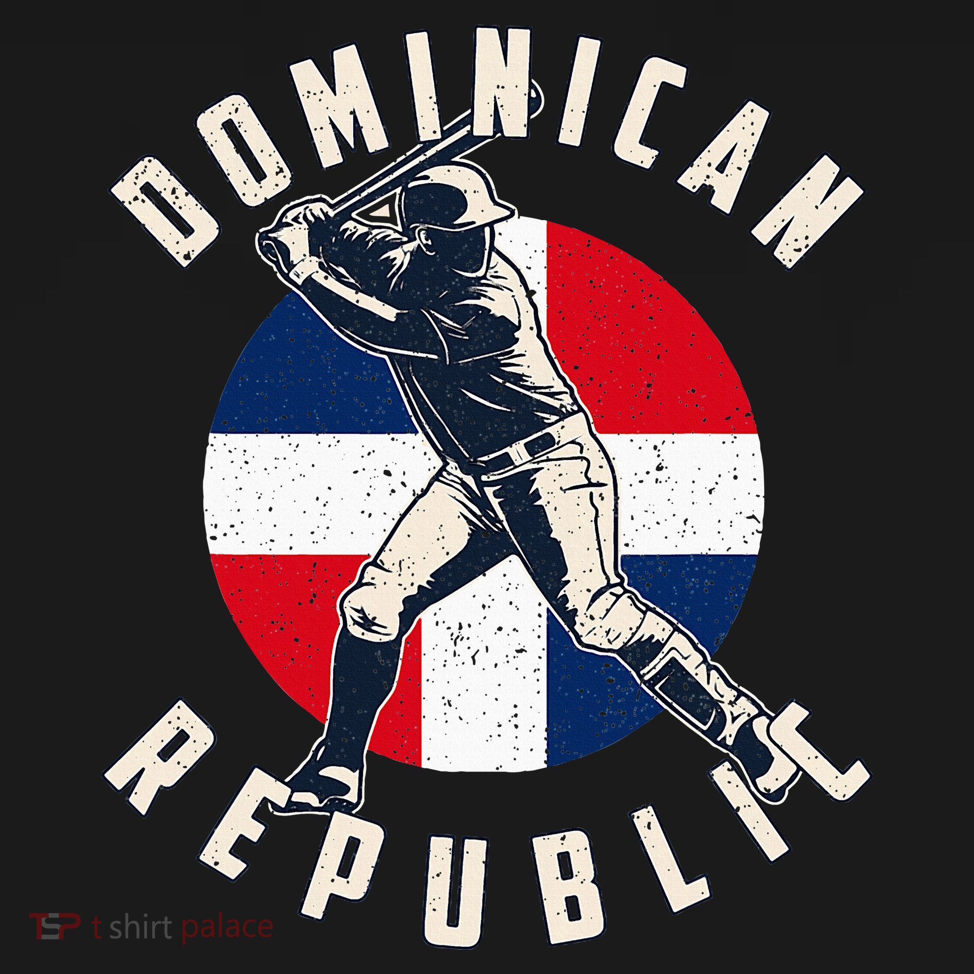Vintage Dominican Baseball Batter Dominican Republic Flag T-Shirt