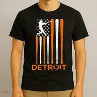 Vintage Detroit Baseball Soul American US Flag T-Shirt thumb 3