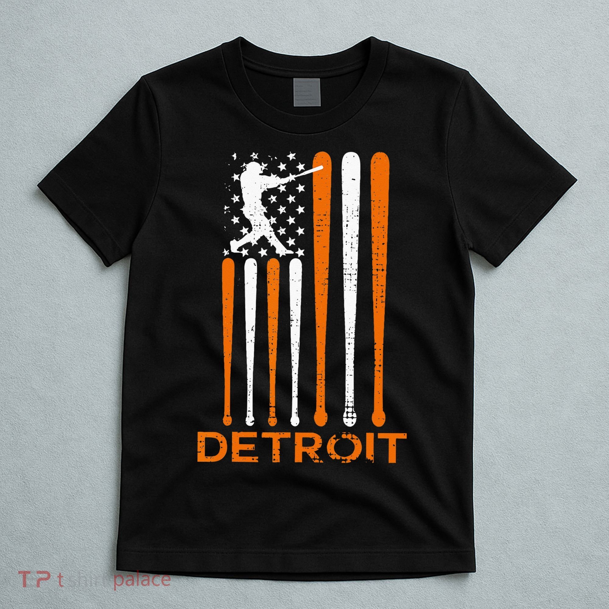 Vintage Detroit Baseball Soul American US Flag T-Shirt