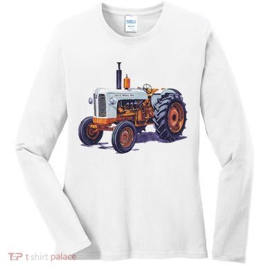 Vintage David Brown Utility Tractor 995 Farming Women's Long Sleeve Shirt