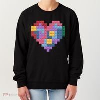 Valentines Day Blocks Pixelated Heart Bricks Women's Sweatshirt thumb 0