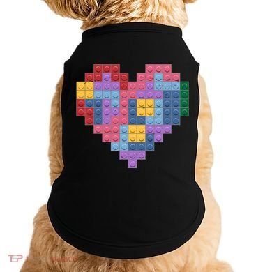 Valentines Day Blocks Pixelated Heart Bricks Doggie Tank