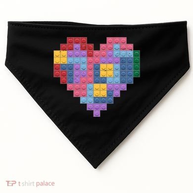 Valentines Day Blocks Pixelated Heart Bricks USA-Made Doggie Bandana