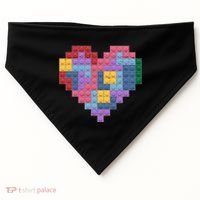 Valentines Day Blocks Pixelated Heart Bricks USA-Made Doggie Bandana thumb 0