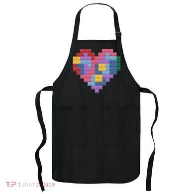 Valentines Day Blocks Pixelated Heart Bricks Apron