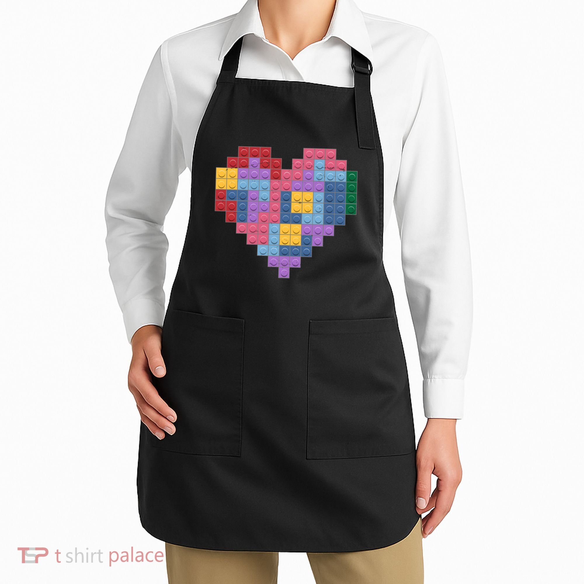 Valentines Day Blocks Pixelated Heart Bricks Apron