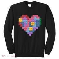 Valentines Day Blocks Pixelated Heart Bricks Sweatshirt thumb 0