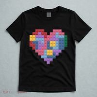 Valentines Day Blocks Pixelated Heart Bricks T-Shirt thumb 5