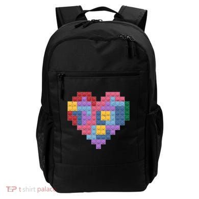 Valentines Day Blocks Pixelated Heart Bricks Backpack