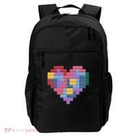 Valentines Day Blocks Pixelated Heart Bricks Backpack thumb 0
