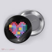 Valentines Day Blocks Pixelated Heart Bricks Button thumb 0