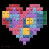 Valentines Day Blocks Pixelated Heart Bricks Button thumb 1