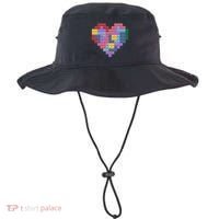 Valentines Day Blocks Pixelated Heart Bricks Bucket Hat thumb 0