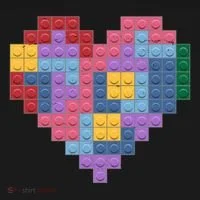 Valentines Day Blocks Pixelated Heart Bricks Bucket Hat thumb 4