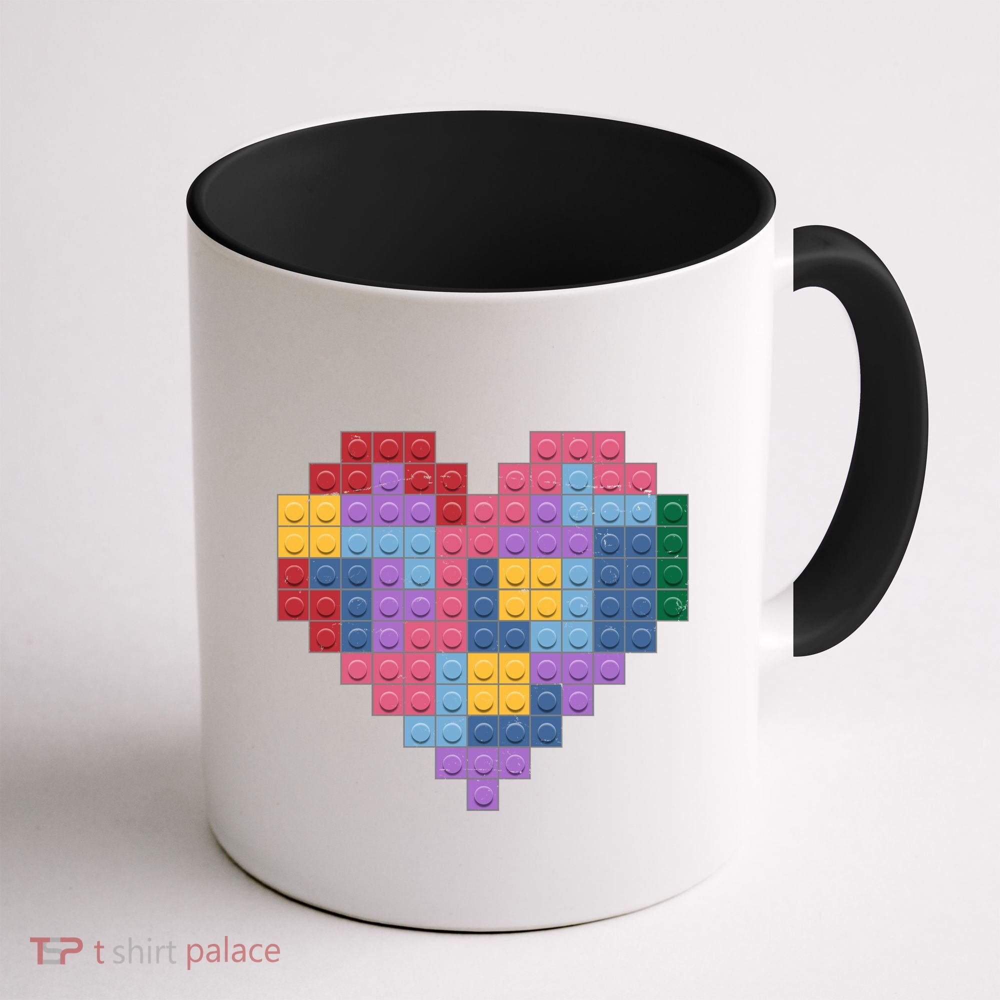Valentines Day Blocks Pixelated Heart Bricks Coffee Mug