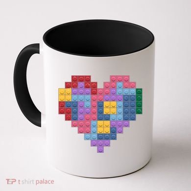 Valentines Day Blocks Pixelated Heart Bricks Coffee Mug