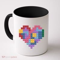 Valentines Day Blocks Pixelated Heart Bricks Coffee Mug thumb 0