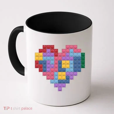 Valentines Day Blocks Pixelated Heart Bricks Coffee Mug