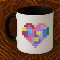 Valentines Day Blocks Pixelated Heart Bricks Coffee Mug thumb 2