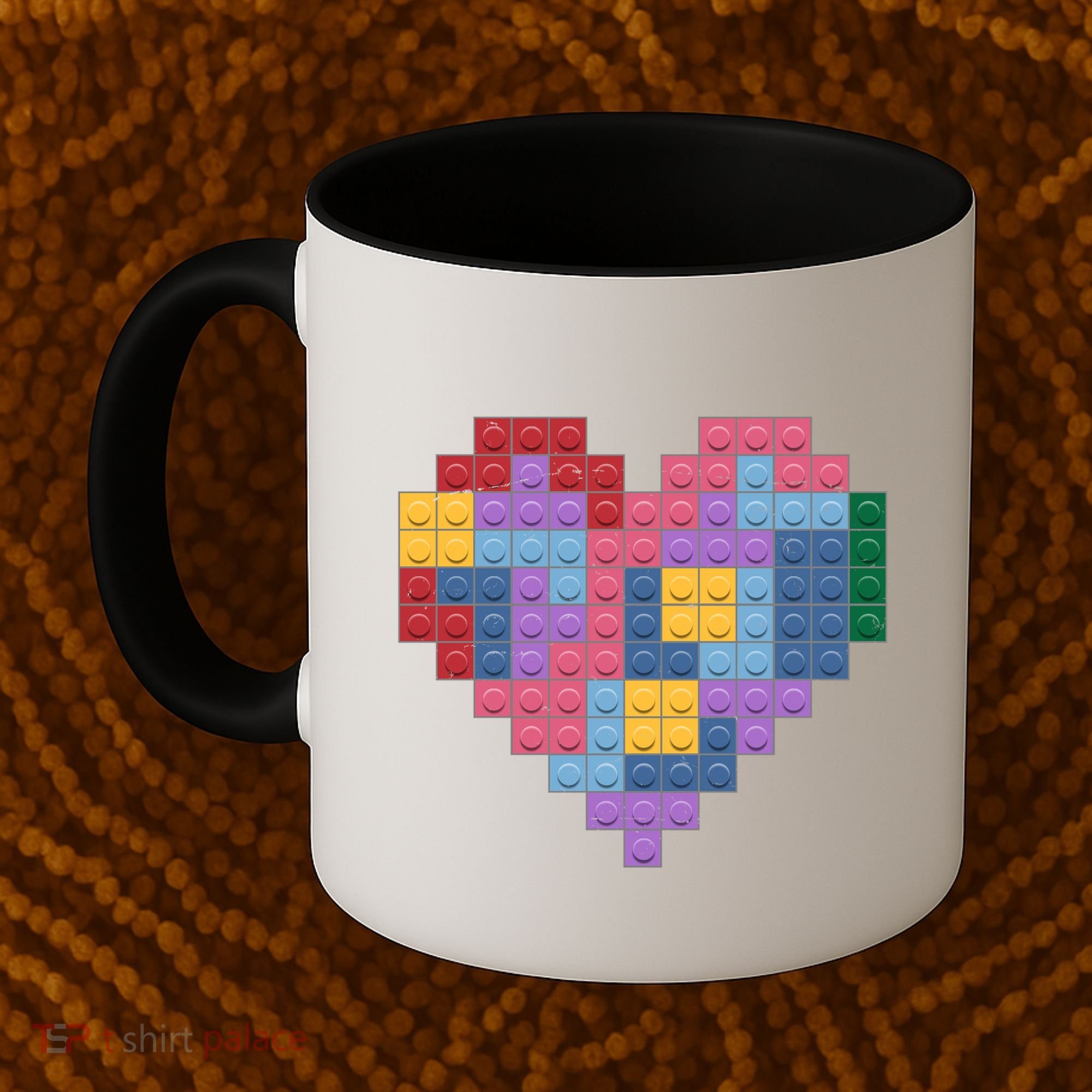Valentines Day Blocks Pixelated Heart Bricks Coffee Mug