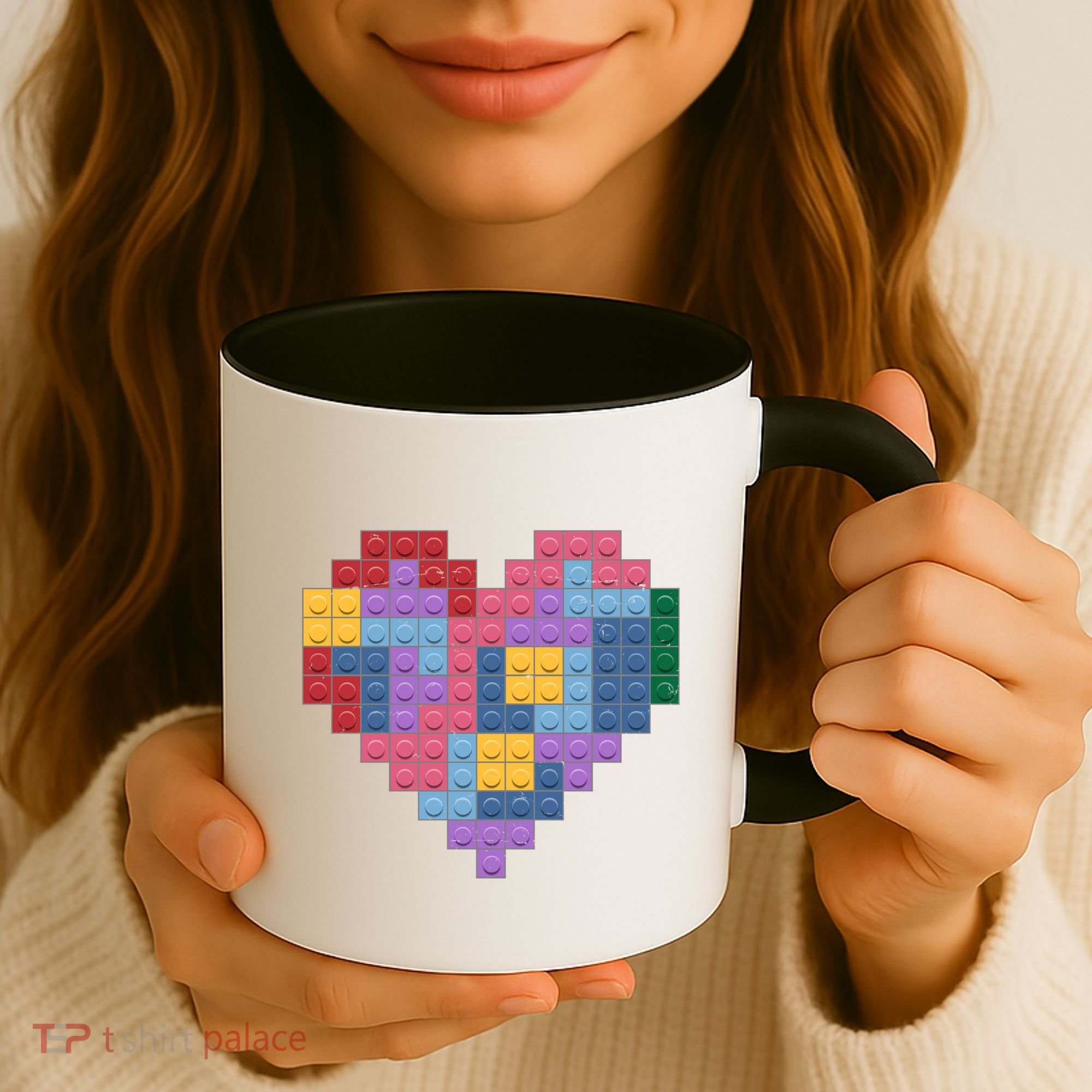 Valentines Day Blocks Pixelated Heart Bricks Coffee Mug