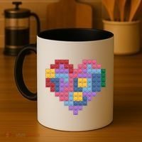 Valentines Day Blocks Pixelated Heart Bricks Coffee Mug thumb 4