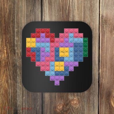 Valentines Day Blocks Pixelated Heart Bricks Coaster