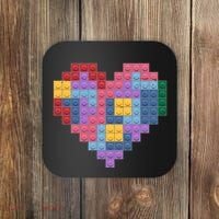 Valentines Day Blocks Pixelated Heart Bricks Coaster thumb 0