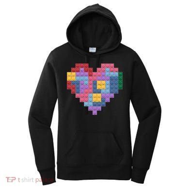 Valentines Day Blocks Pixelated Heart Bricks Women's Hoodie
