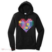 Valentines Day Blocks Pixelated Heart Bricks Women's Hoodie thumb 0