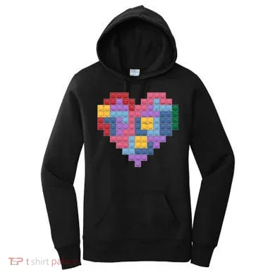 Valentines Day Blocks Pixelated Heart Bricks Women's Hoodie