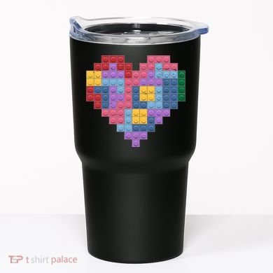 Valentines Day Blocks Pixelated Heart Bricks Tumbler