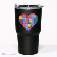 Valentines Day Blocks Pixelated Heart Bricks Tumbler thumb 0