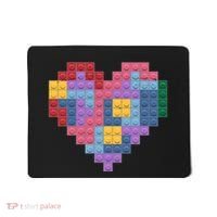 Valentines Day Blocks Pixelated Heart Bricks Mousepad thumb 0