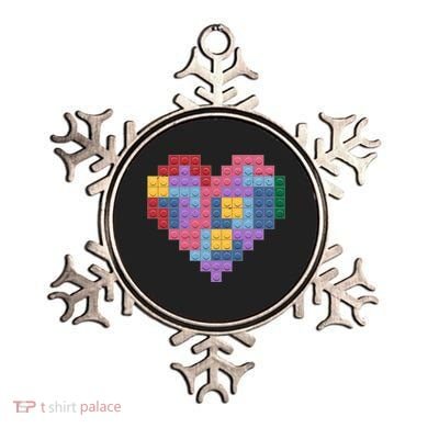 Valentines Day Blocks Pixelated Heart Bricks Ornament