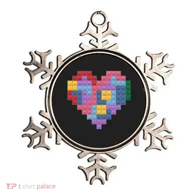 Valentines Day Blocks Pixelated Heart Bricks Ornament