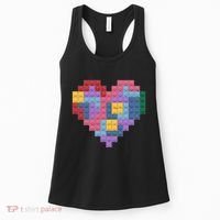 Valentines Day Blocks Pixelated Heart Bricks Women's Tank Top thumb 0