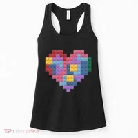 Valentines Day Blocks Pixelated Heart Bricks Women's Tank Top thumb 0
