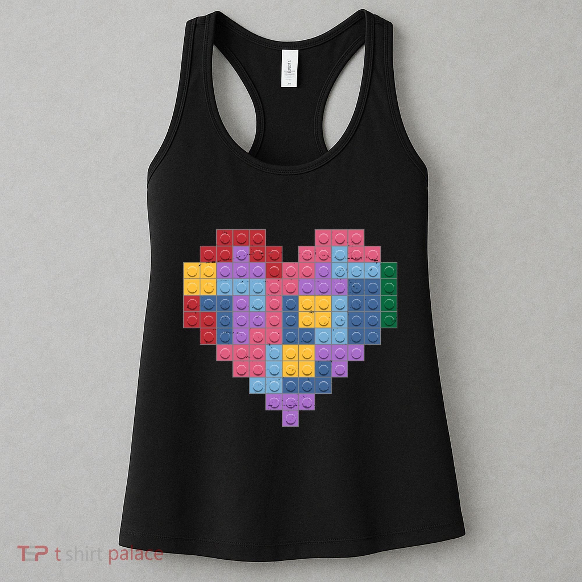 Valentines Day Blocks Pixelated Heart Bricks Women's Tank Top