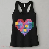 Valentines Day Blocks Pixelated Heart Bricks Women's Tank Top thumb 3