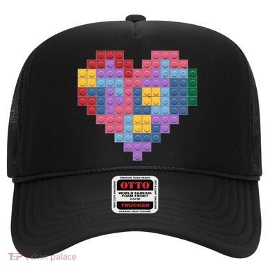 Valentines Day Blocks Pixelated Heart Bricks Hat