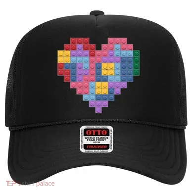 Valentines Day Blocks Pixelated Heart Bricks Hat
