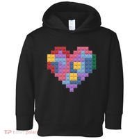 Valentines Day Blocks Pixelated Heart Bricks Toddler Hoodie thumb 0