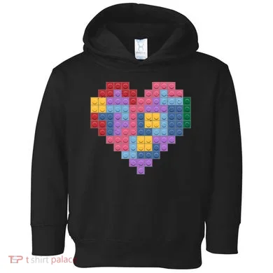 Valentines Day Blocks Pixelated Heart Bricks Toddler Hoodie