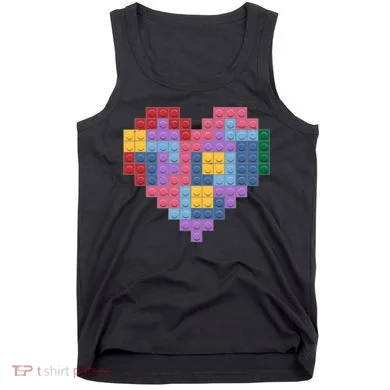 Valentines Day Blocks Pixelated Heart Bricks Tank Top